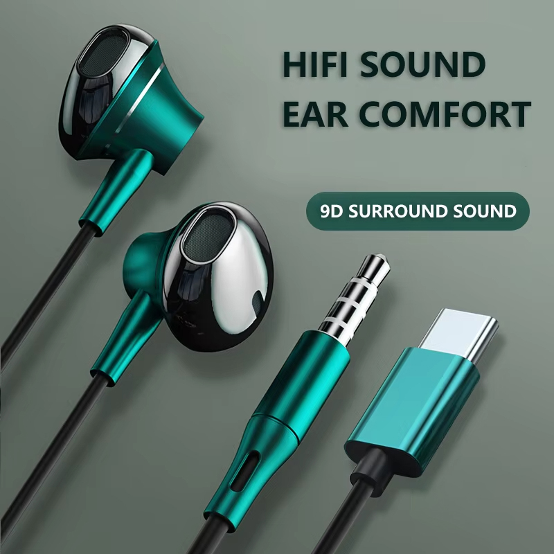 Audiophile Headphone Wired - 9d baixo estéreo tipo c e